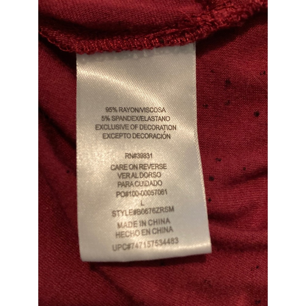 Democracy Criss Cross Top Womens L Burgundy Speckled V-Neck Side Knot Boho Soft - Picture 8 of 9